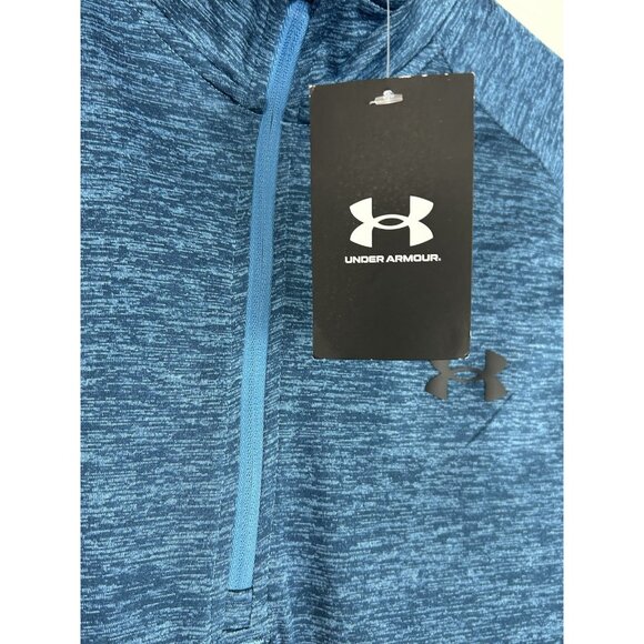 Under Armour Shirt Mens SM/P Blue 1/4 Zip Pullover Loose Heat Gear Gym Running - Picture 13 of 13